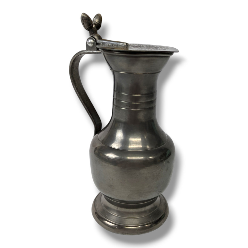 Vintage Pewter Ornate Lidded Acorn 7" Syrup Tankard Pitcher Rein Zinn